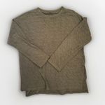 ZARA  Olive Green Textured Crinkle Knit Long-Sleeve Top Side Slit Hem Size M Photo 0