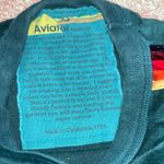 Aviator Nation  Teal Green Velour Crewneck 5 Stripe Sweatshirt Photo 1