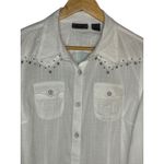 Wrangler White Western Snap Front Embellished Cross Shirt Women Size Large Photo 4