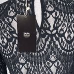 ZARA  Black Long Sleeve Lace Overlay Casual Cocktail Snug Fit Top S NWT Photo 9