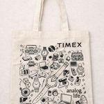 Timex  Analog Life Canvas Tote Bag Graphic Watch Music Retro Design Photo 0