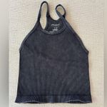 Free People  Happiness Runs Long Crop Tank Washed Black M/L Photo 5