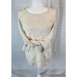 American Eagle  Women's Sweater Crewneck Pullover Cream Cable Knit Size M Photo 7