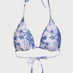 Berlook Floral Halter Triangle Bikini Top ONLY 68 Blue Size L Photo 7