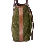 Ralph Lauren  Olive Green Corduroy and Brown Leather Rare Shoulder Bag MINT Photo 3