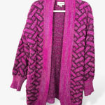 Yarnworks Rare Vintage Chenille Knit Cardigan Magenta Purple 80s Statement M Photo 0