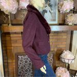 Cato  BURGUNDY PURPLE WOOL BLEND BLAZER W/FAUX FUR COLLAR (S) Photo 3