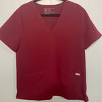 FIGS  Technical‎ Collection Women's Top Burgundy Scrub V Neck Size L Photo 0