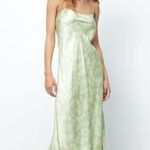 ZARA NWT  Light Mint Green Floral Sateen Spaghetti Strap Maxi Dress Photo 2