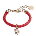 Versace Red Braided Leather Charm Bracelet Photo 0