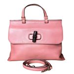 Gucci Bamboo Turn-Lock Pink Leather Top Handle Front Flap Closure Shoulder Bag Photo 15