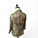 Vintage Silk Floral Print Button Down Top Long Sleeve Brown Beige Shirt Photo 1
