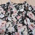 Torrid  Plus 0 0X Black Floral Semi Sheer V Neckline Ruffled Top‎ Shirt Blouse Photo 1
