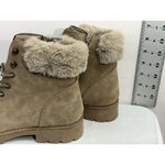 Esprit Womans Espirit Bunny Ankle Boots 7.5 M Zip Up Lace Up Cuff Chunky Lug Heel Tan Photo 3