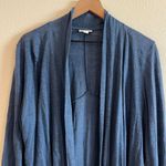 J Jill Sweater‎ Women Med Blue Love Linen Lagenlook Open Cardigan Work Office Photo 1