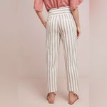 Anthropologie ‎ Beige and White Striped Linen Blend Pants Size 4 EUC Photo 2