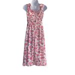 Samantha Sipos Medium Pink Strawberry Floral Front Tie Ruffles Midi Dress Kawaii Pink Photo 2