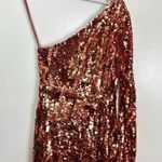 Mac Duggal Sequin One-Shoulder Long Sleeve Column Gown in Copper Size US 2 Photo 7