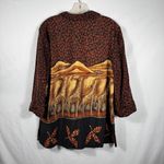 Vintage Russell Kemp Giraffe Print Button Down Blouse Safari Animal Print Sz 14 Brown Photo 3