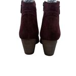 Diba Sequoia Suede Bootie Burgundy Ankle Boots SZ 7 Fall Metal Toe Western Purple Photo 3