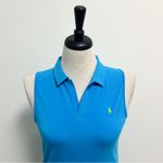 Ralph Lauren Sport Carib Caribbean Blue Split V Neck Sleeveless Collar Polo Top Size L Photo 1