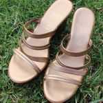 Italian Shoemakers  Women's Bronze-Tone Metallic Strappy Wedge Sandal Sz 10 Photo 0