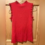 Ann Taylor Factory sleeveless sweater ruffled collar and arm openings Red Wmns L Photo 1