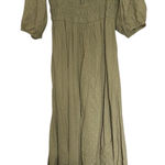 R Vivimos Womens Midi Dress Large 12/14 Sage Green Smocked Top Off Shoulder Photo 0