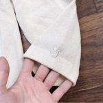 St. John  Sport • Mock Neck Henley Pullover beige sweater knit gold buttons Photo 5