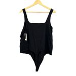 BP  Black Square Neck Bodysuit Womens 2X Minimalist Monochrome Cotton New Photo 1