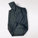 J.Crew  Black Ruffled One Shoulder Linen Cotton‎ Mini Dress Size M Boho Preppy Photo 6