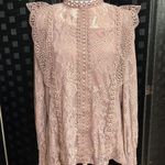 Cable & Gauge Full Lace Top Women L Long Smocked Sleeve Victorian Cottagecore Girly Romantic Photo 0