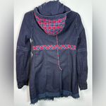 Free People  Hooded distressed long snap button closure jacket Photo 4