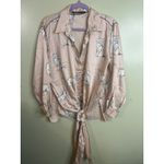 ZARA cat print silky ‘fashion pajama’ blogger favorite blouse top, size small Photo 4
