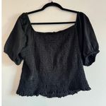 J.Crew Womens Smocked Broken-in Jersey Cropped Top Black SIZE XL Photo 1