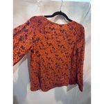 Old Navy  Floral Print Tassel Tie Blouse Orange Purple Long Sleeve Women's Size M Photo 6