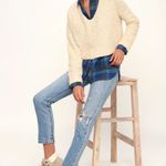 Free People Cream Popcorn Cropped Pullover Sweater Photo 7