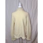 Vintage Jones New York Signature Cream Knit Angora Cardigan White Fur Trim XL Photo 1