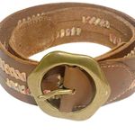 Lucky Brand  Size Large Brown Embossed Leather Belt Solid Brass Buckle Photo 0