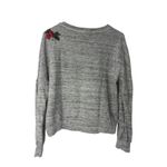 Splendid Rose Embroidered Sweatshirt Gray Slouchy Balloon Sleeve Small Cottage Photo 3