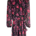 Socialite Nordstrom Long Sleeve Ruffle Mini Dress Size XS Hot Pink Floral Casual Photo 2
