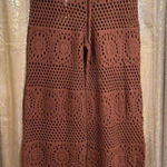 Aerie  Horizon Brown Crochet Knit Wide Leg Beach Casual Pants Med NWT Photo 0