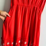 Solitaire Size M coral orange red eyelet floral dress with ruffle sleeves Photo 8
