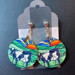 Cow Stained Glass Look Round Dangle Earrings Photo 0