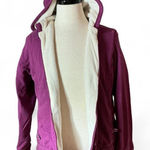 L.L.Bean  Womens Purple Sherpa Lined Full Zip Hoodie Jacket Size L Photo 0