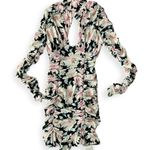 ASOS DESIGN Womens pink floral ruched front keyhole mini dress Photo 2