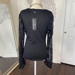 NWT Scaralet Darkness Black Witchy Whimsygoth Asymmetric Lace Bell Sleeve Top M Size M Photo 4