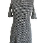 ZARA Cream & Navy Knit Jacquard Mock Neck Skater Dress Size Small Photo 0