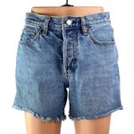 Aritzia Denim Forum The Ex Boyfriend Blue Frayed Denim Jeans Cutoff Shorts Sz 24 Photo 0