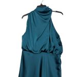 Petal and Pup NWT Annabelle Satin Teal Sleeveless Midi Dress US S Photo 3